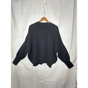 Free People Sweater Womens XS Black Easy Street Tunic Oversized Ribbed Mock